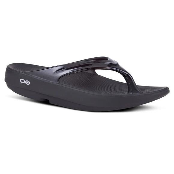 Oofos OOlala Black Cushioned Comfortable Everyday Slip on Thong Sandal - Picture 1 of 10